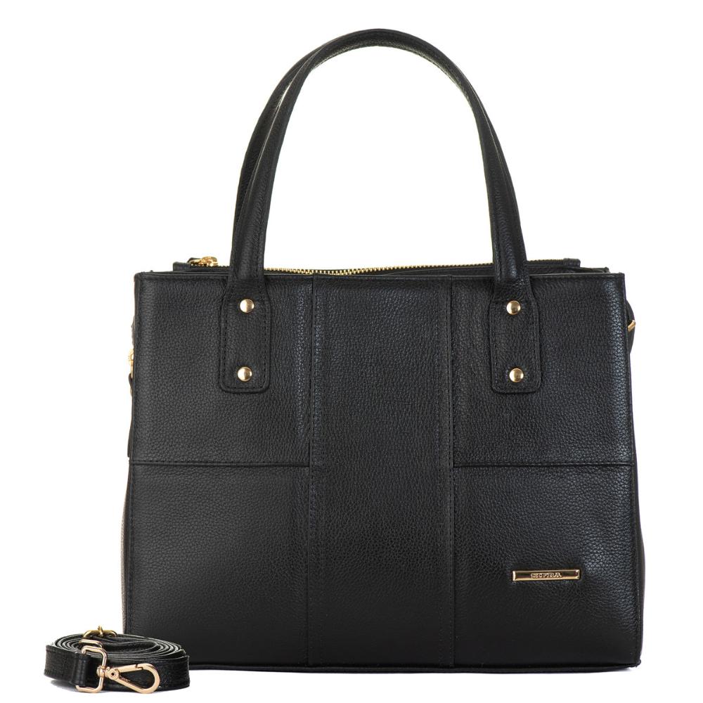 Bolsa Tote Média Couro Preta Sophie