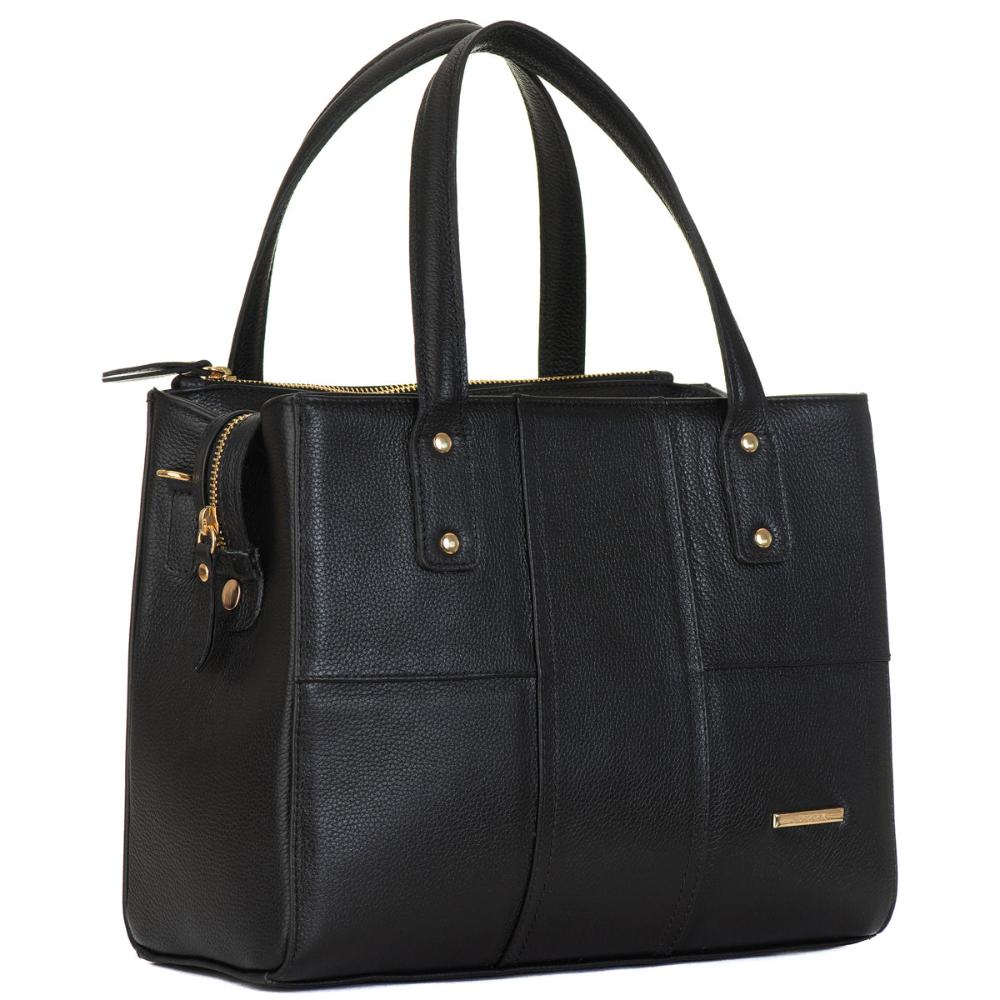 Bolsa Tote Média Couro Preta Sophie