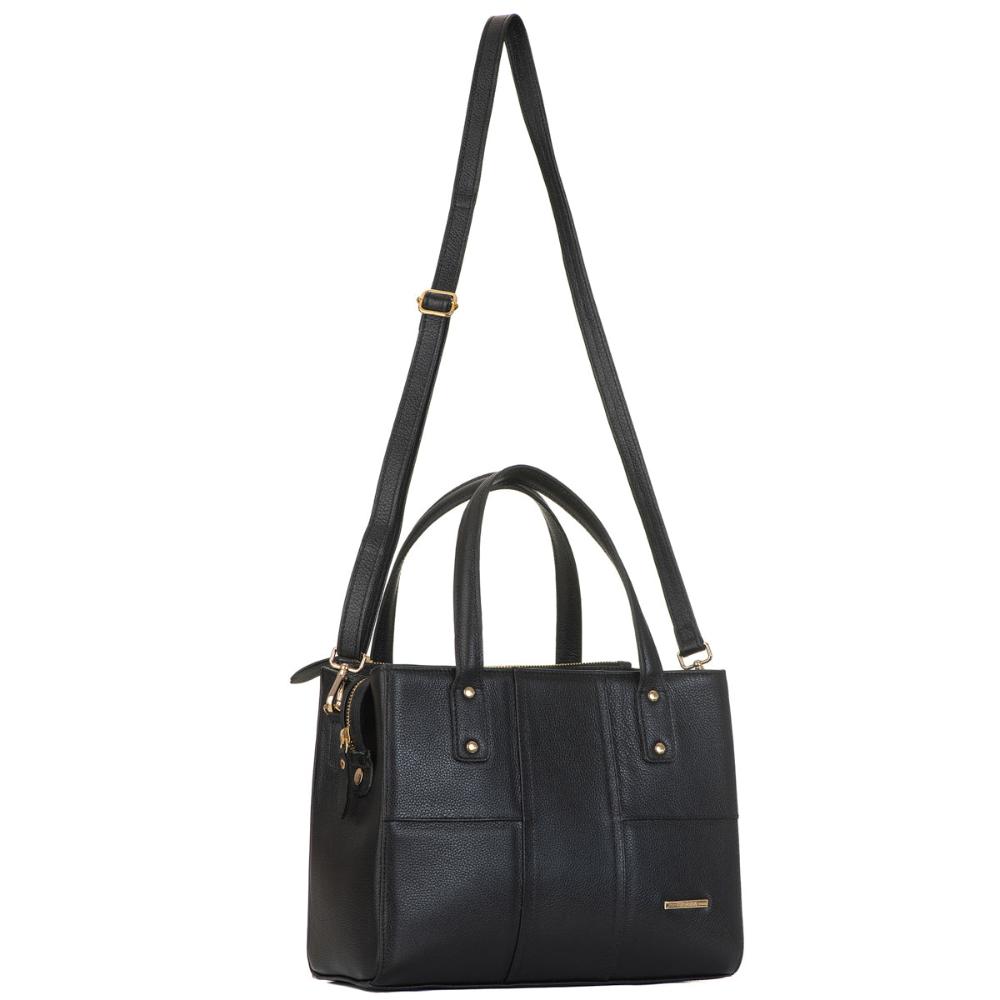 Bolsa Tote Média Couro Preta Sophie