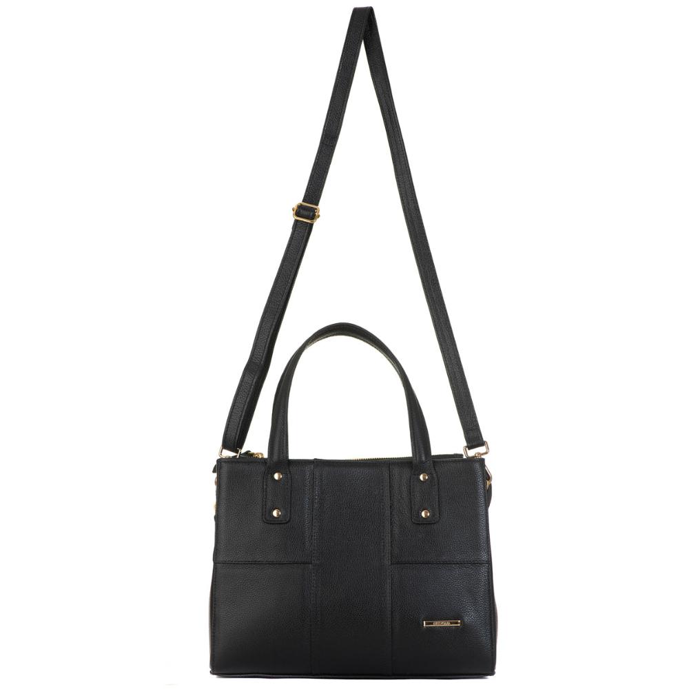 Bolsa Tote Média Couro Preta Sophie