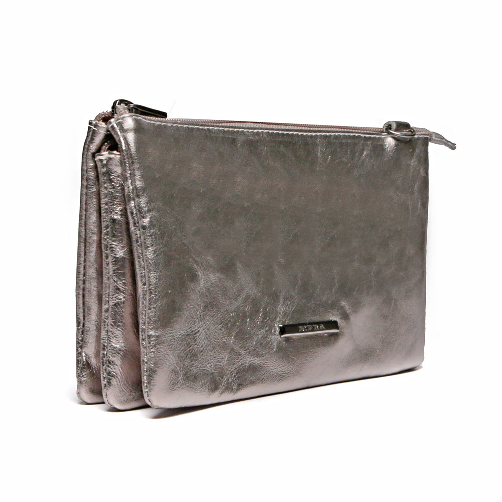 Bolsa Transversal Divisórias Couro Inox Glace