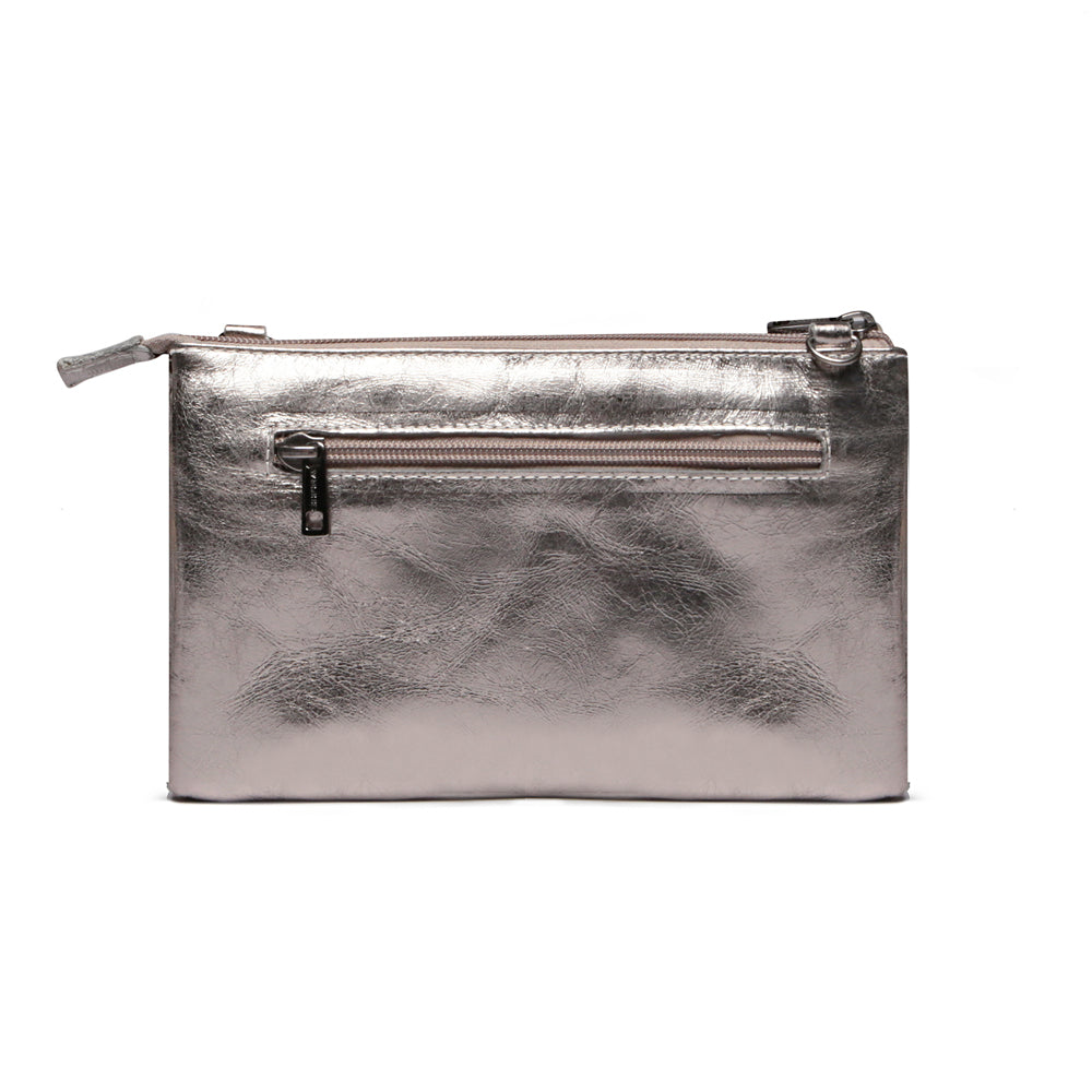 Bolsa Transversal Divisórias Couro Inox Glace