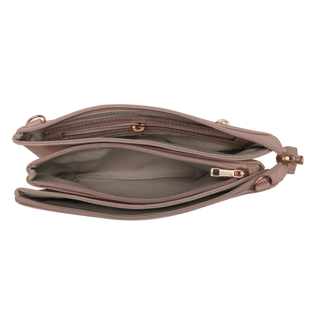 Bolsa Transversal Divisórias Couro Nude Glace