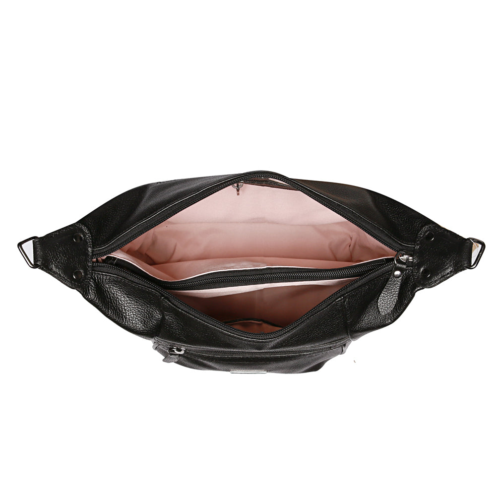 Bolsa Transversal Esportiva Couro Preta Billie