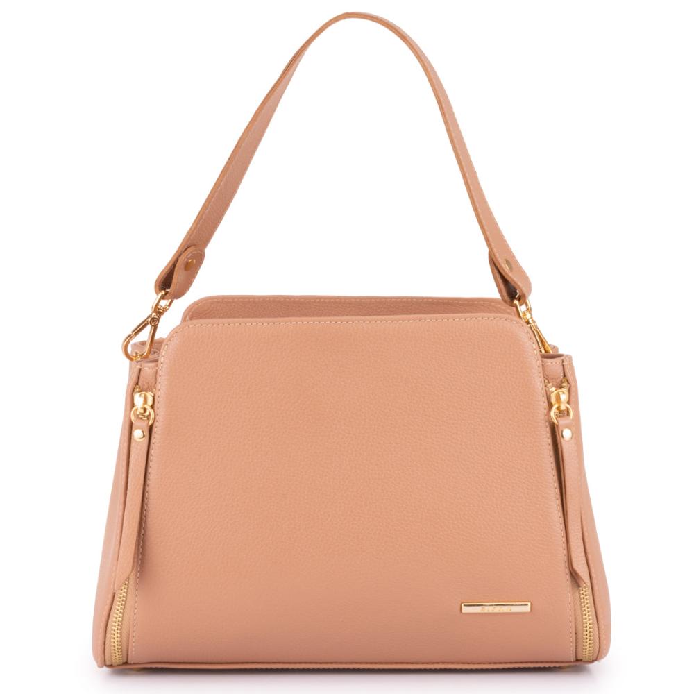 Bolsa Transversal Mão Média Couro Coral Mary