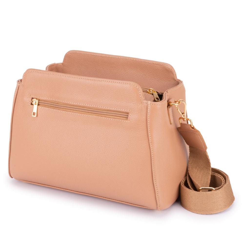 Bolsa Transversal Mão Média Couro Coral Mary