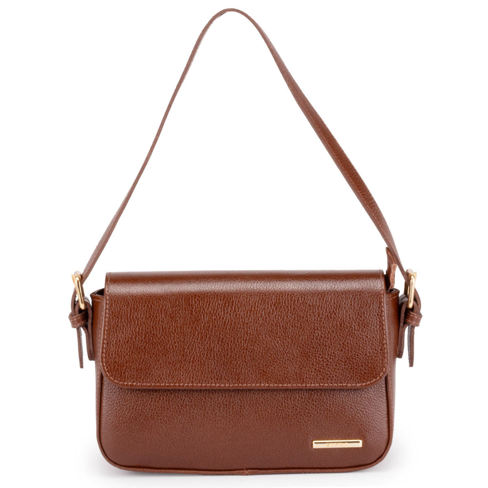 Bolsa Ombro Média Couro Marrom Ibiza