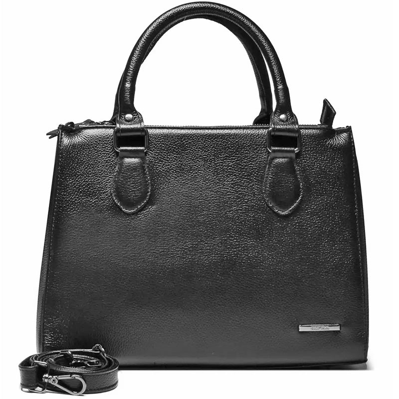 Bolsa Transversal Tote Couro Preta Média Onix Marisa
