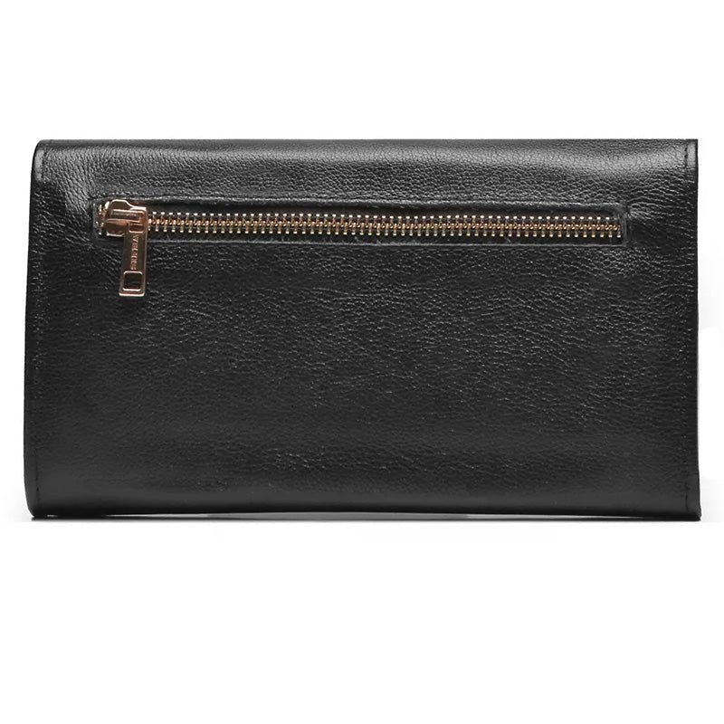 Carteira Feminina Couro Preta Média de Mão Valentina