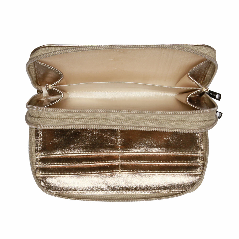 Carteira Couro Média Zíper Duplo Ouro Velho Maya