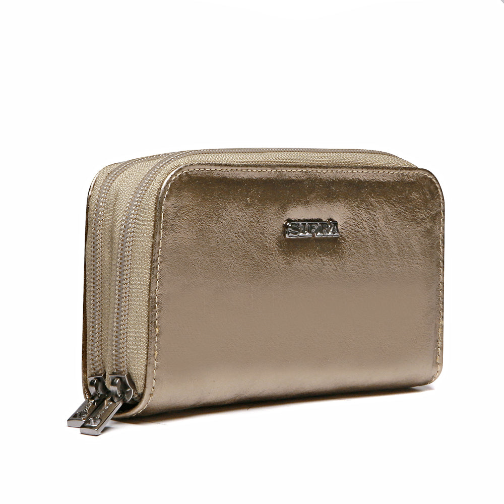 Carteira Couro Média Zíper Duplo Ouro Velho Maya