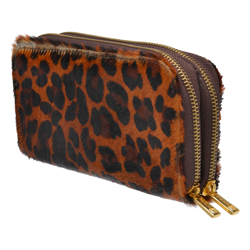 Carteira Couro Média Zíper Duplo Pelo Onça Maya