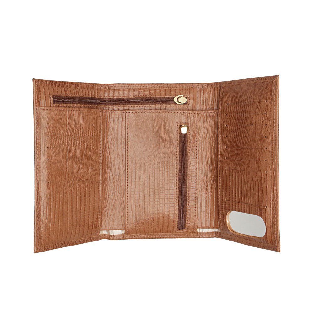 Carteira Feminina Couro Amêndoa Média de Mão Olivia