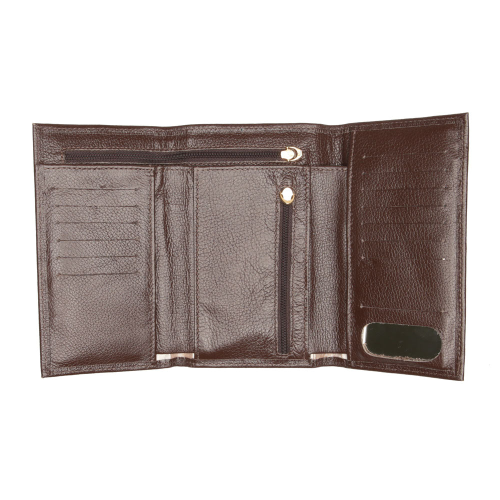 Carteira Feminina Couro Café Média de Mão Olivia