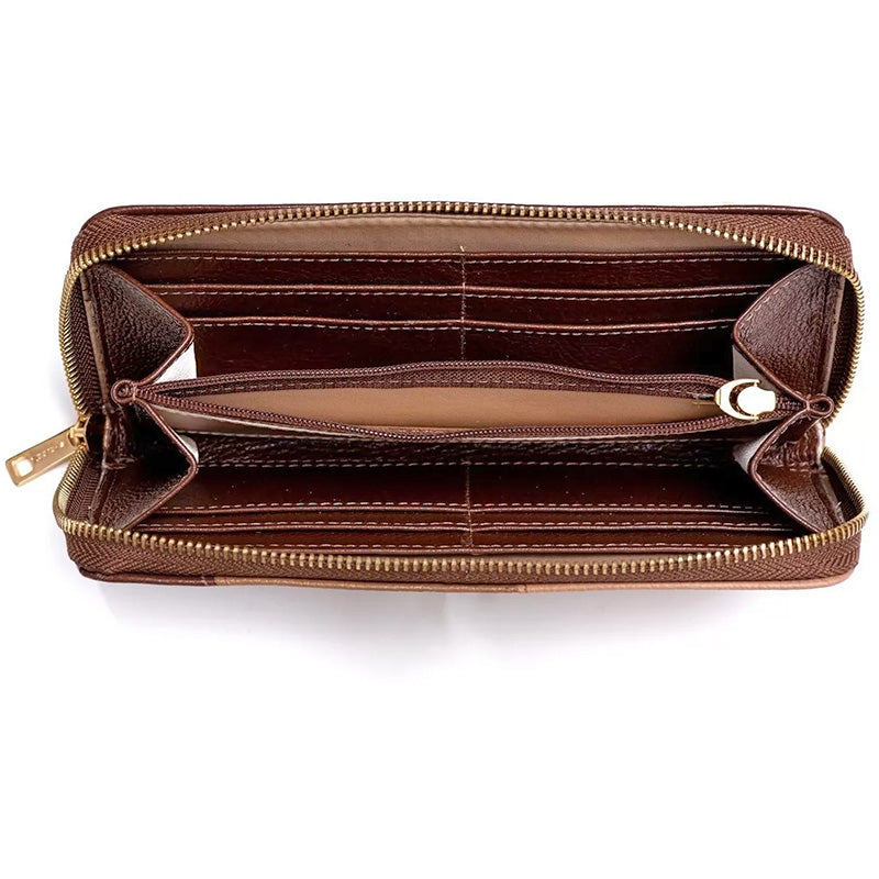 Carteira Feminina Couro Média Zíper Amêndoa Virginia
