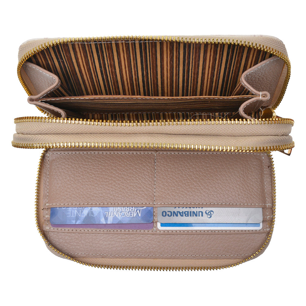 Carteira Feminina Couro Média Zíper Duplo Off White Maya