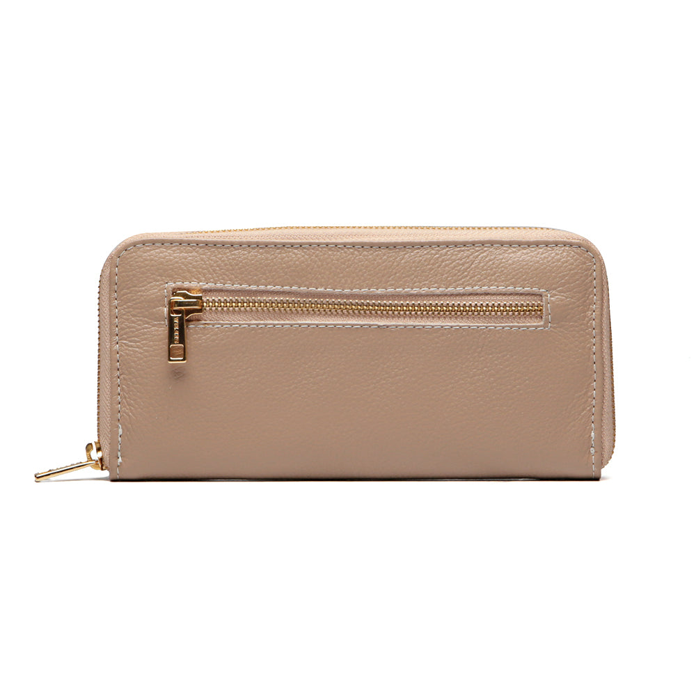 Carteira Feminina Couro Média Zíper Nude Anita