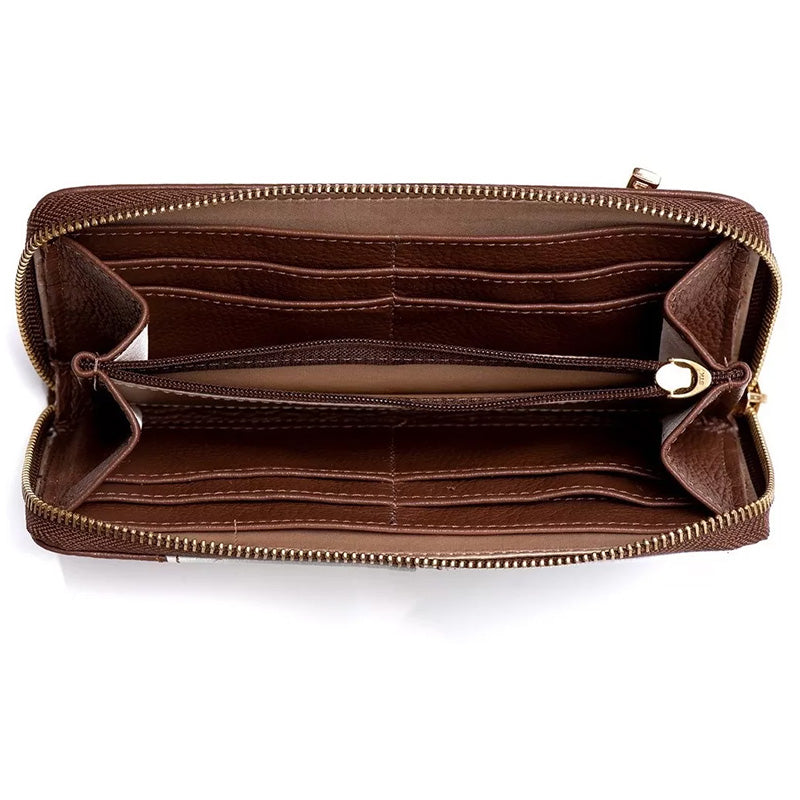 Carteira Feminina Couro Média de Mão Avelã Virginia