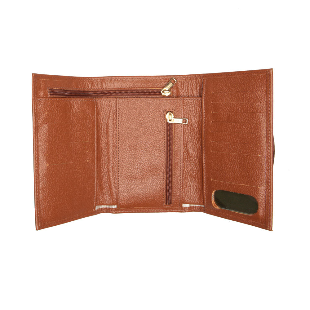 Carteira Feminina Couro Terracota Média de Mão Olivia