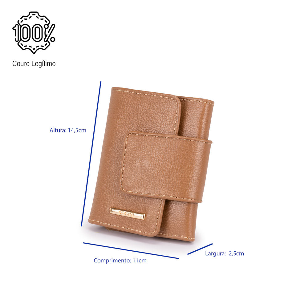 Carteira Feminina Pequena Couro Caramelo Elizabeth