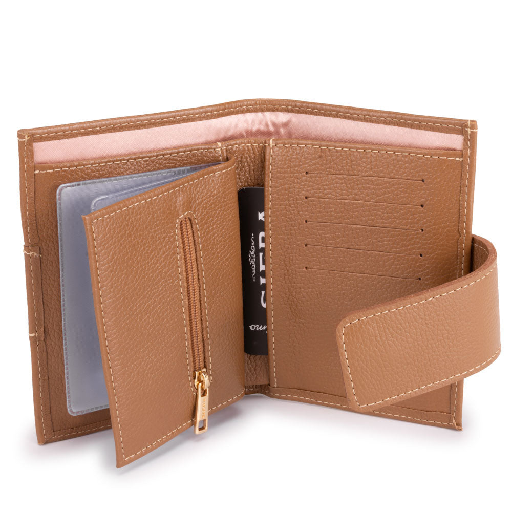 Carteira Feminina Pequena Couro Caramelo Liz