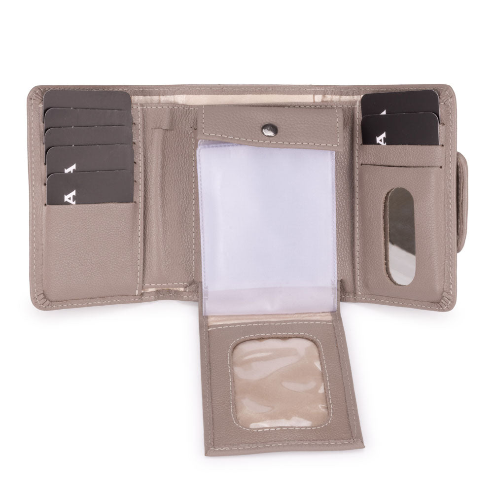 Carteira Feminina Pequena Couro Cinza Elizabeth