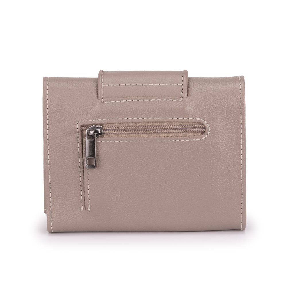 Carteira Feminina Pequena Couro Cinza Elizabeth
