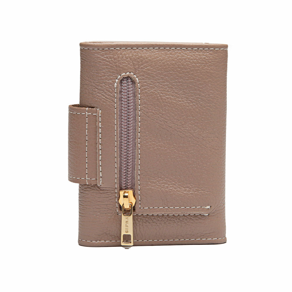 Carteira Feminina Pequena Couro Cinza Isis