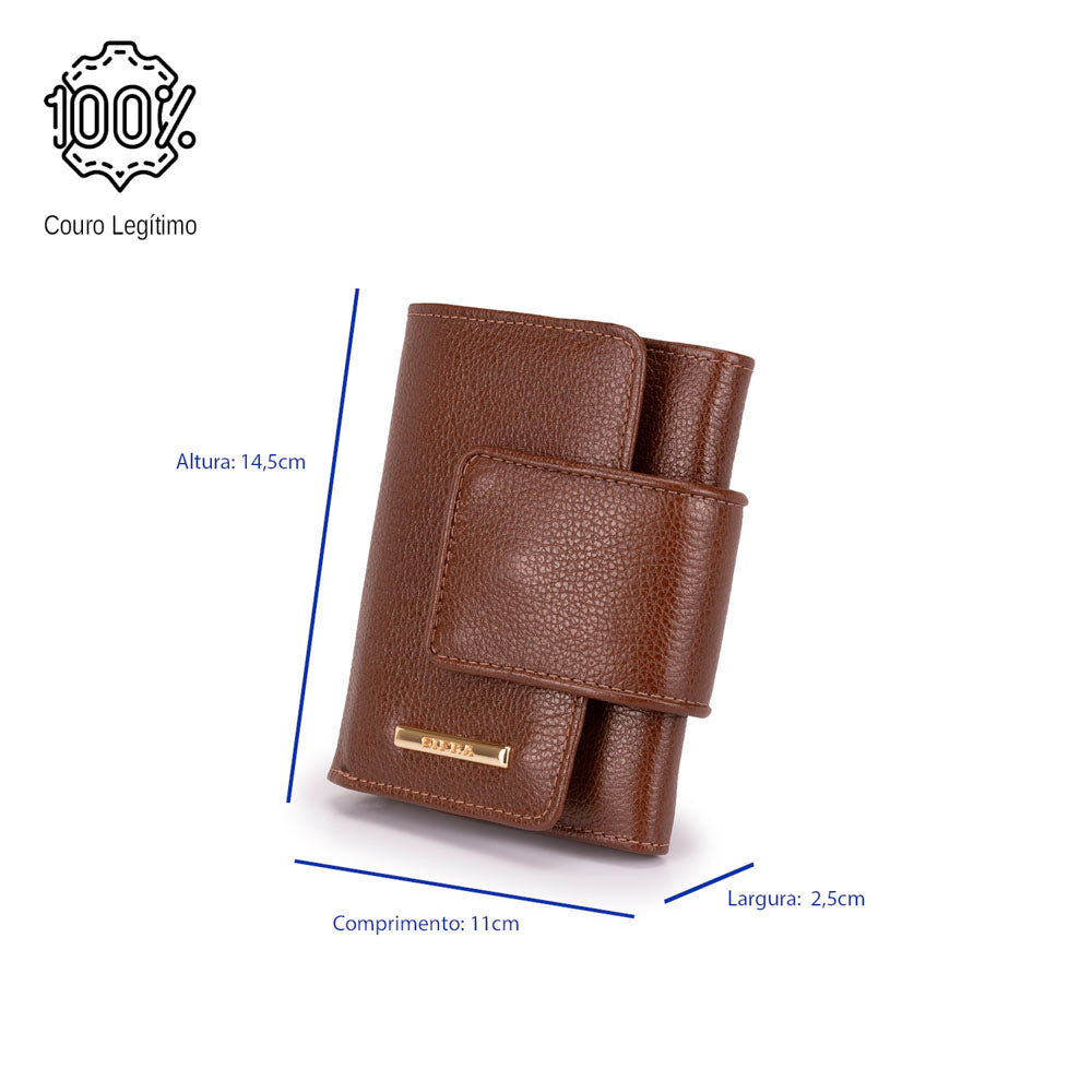 Carteira Feminina Pequena Couro Marrom Elizabeth