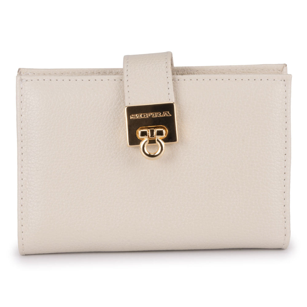Carteira Feminina Pequena Couro Off White Carol