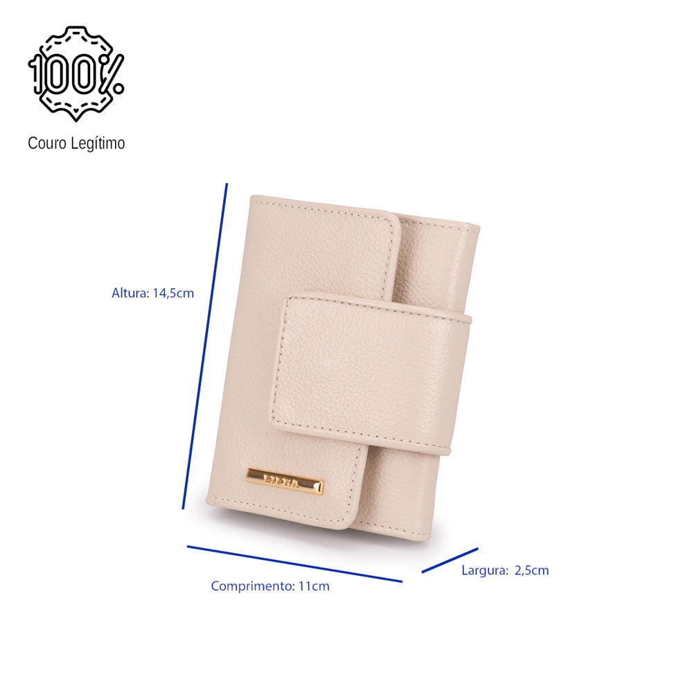 Carteira Feminina Pequena Couro Off White Elizabeth