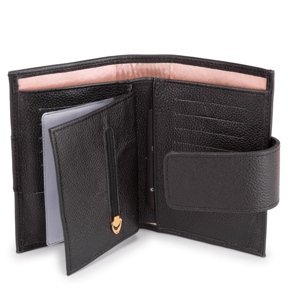 Carteira Feminina Pequena Couro Preta Liz