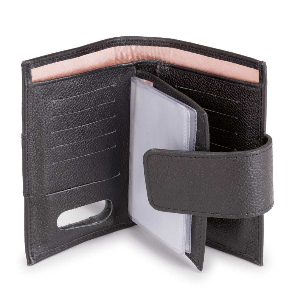 Carteira Feminina Pequena Couro Preta Liz