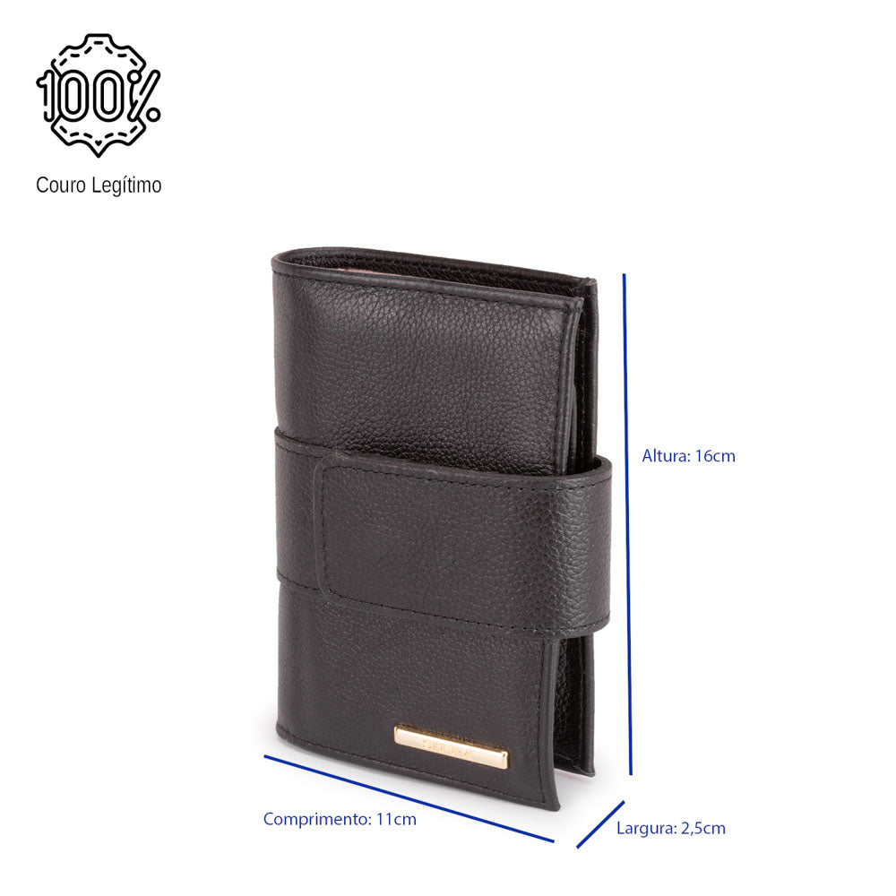 Carteira Feminina Pequena Couro Preta Liz