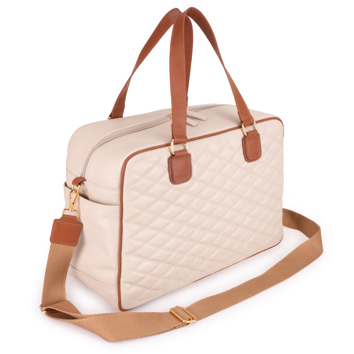 Mala Feminina para Maternidade de Couro Off White Diana