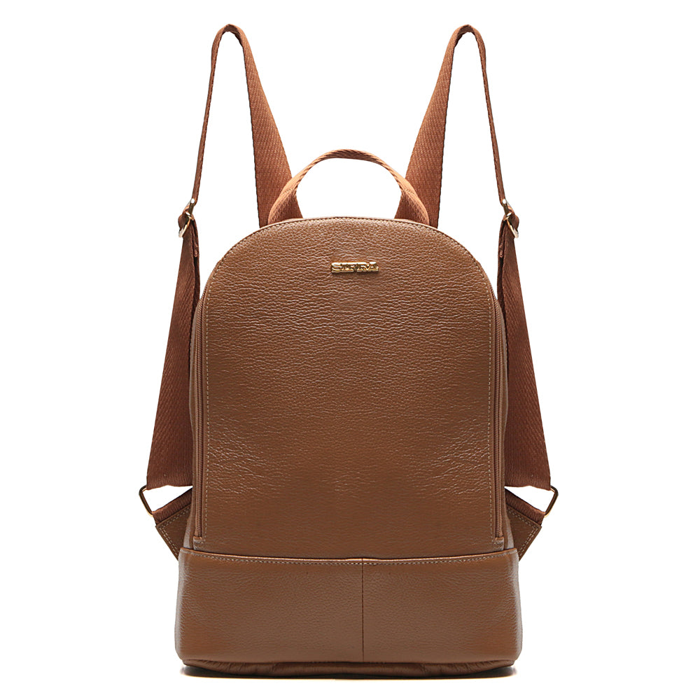 Mochila Feminina Caramelo De Couro Média Amy