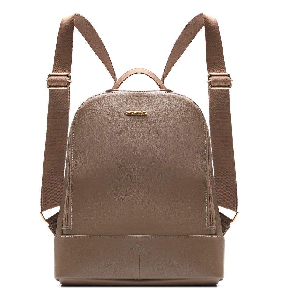 Mochila Feminina Cinza De Couro Média Amy