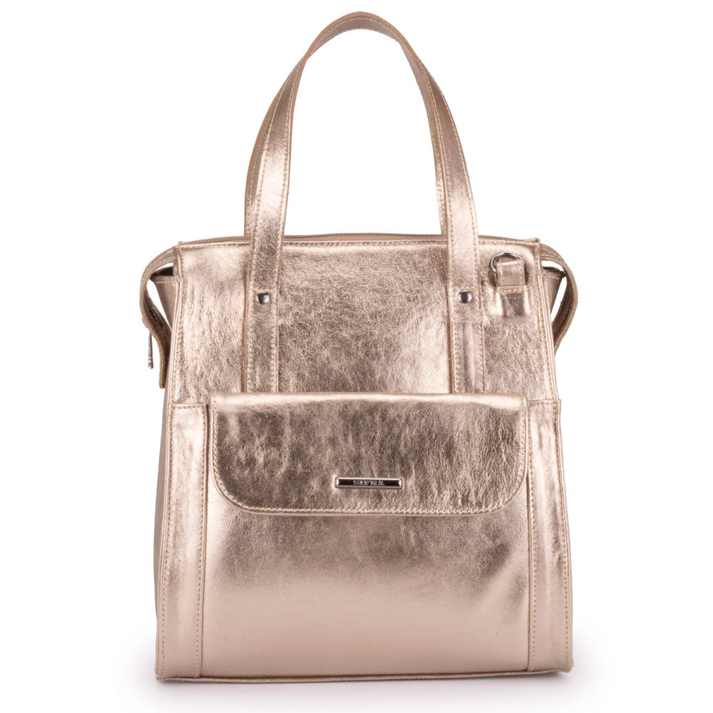 Mochila Feminina Média Couro Ouro Velho Amsterdã