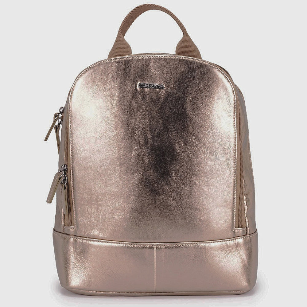 Mochila Feminina Ouro Velho Ônix De Couro Média Amy