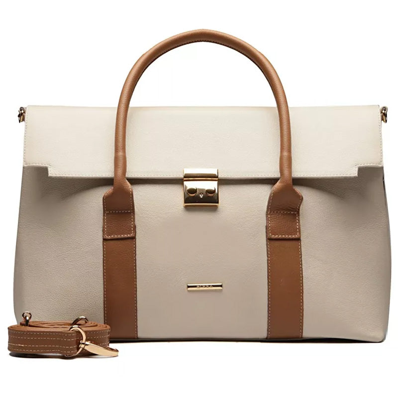 Pasta Executiva Feminina Notebook Couro Off White Elisa