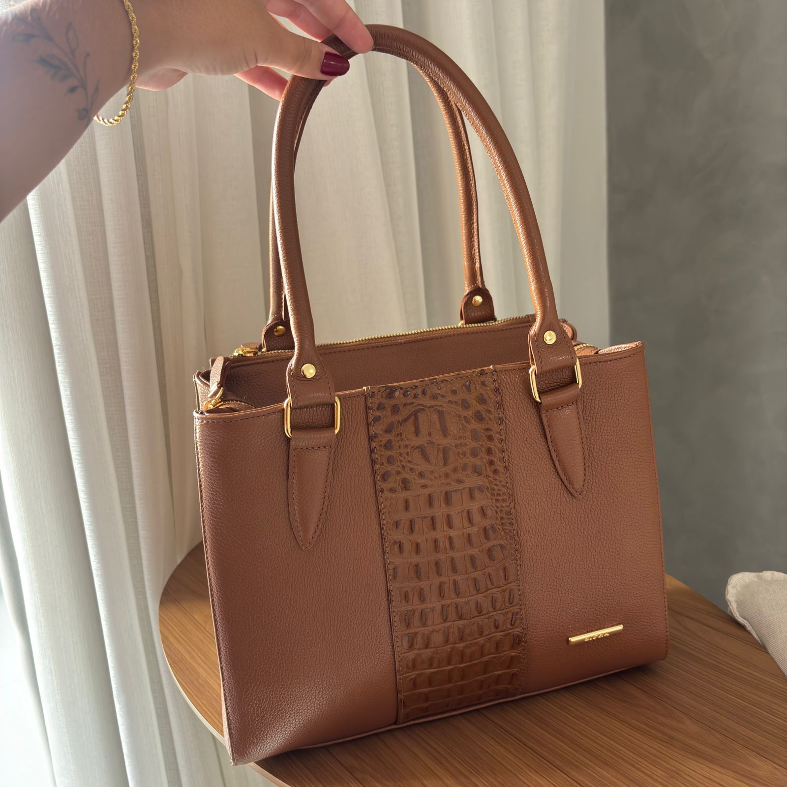 Bolsa Tote Média Couro Caramelo Sophie