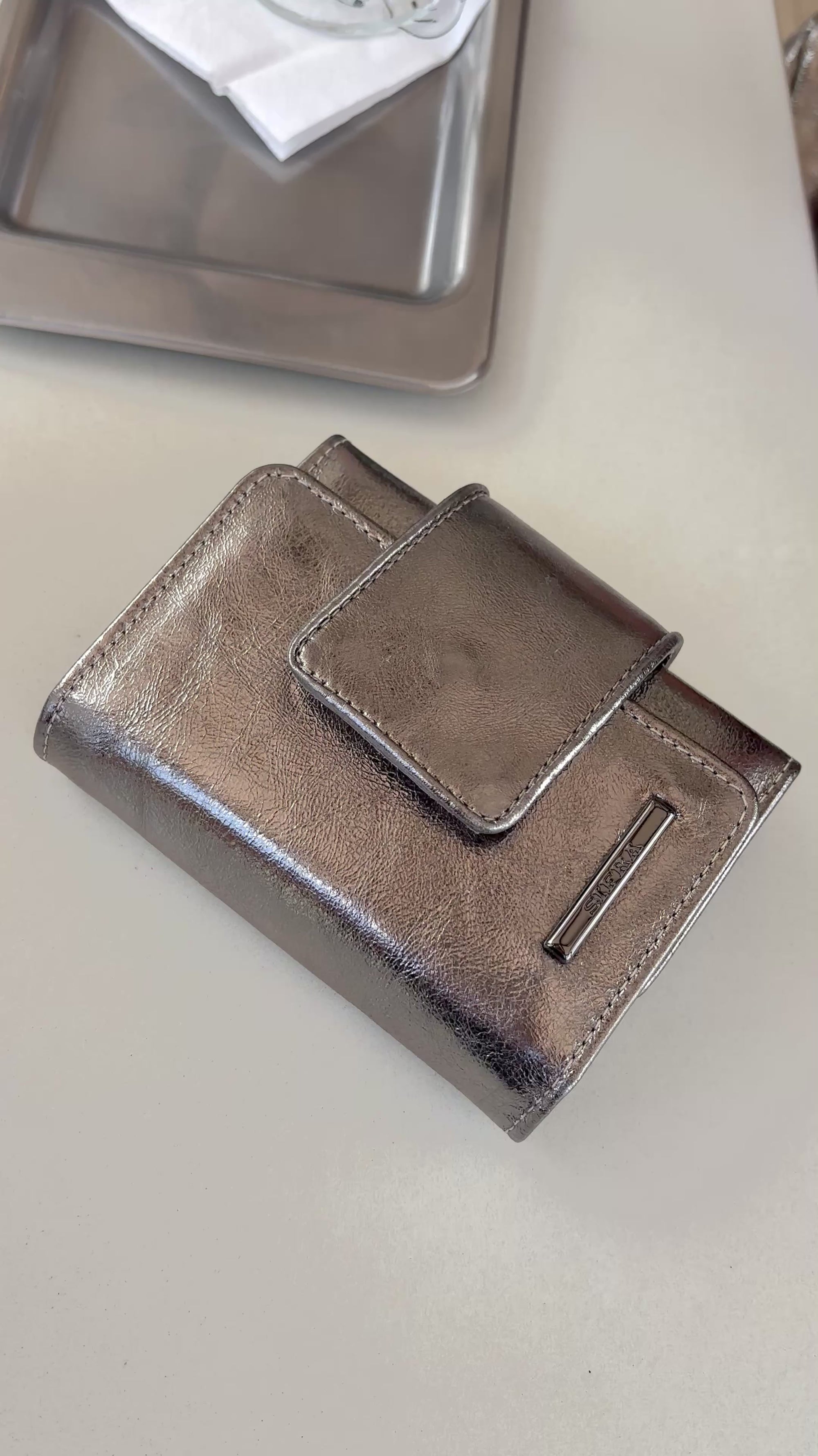 Carteira Feminina Pequena Couro Inox Elizabeth