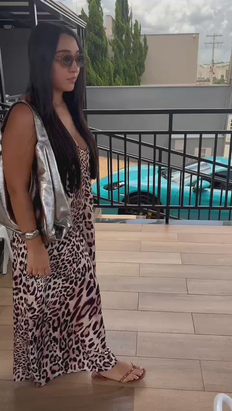 Bolsa Sacola Média Couro Inox Bárbara