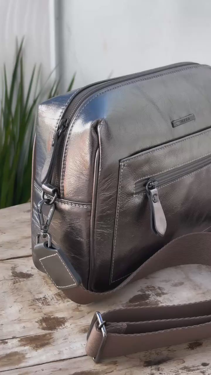 Bolsa Tiracolo Transversal Couro Inox Anna