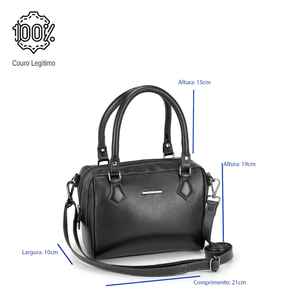 Bolsa Mão Pequena Couro Preto Milão