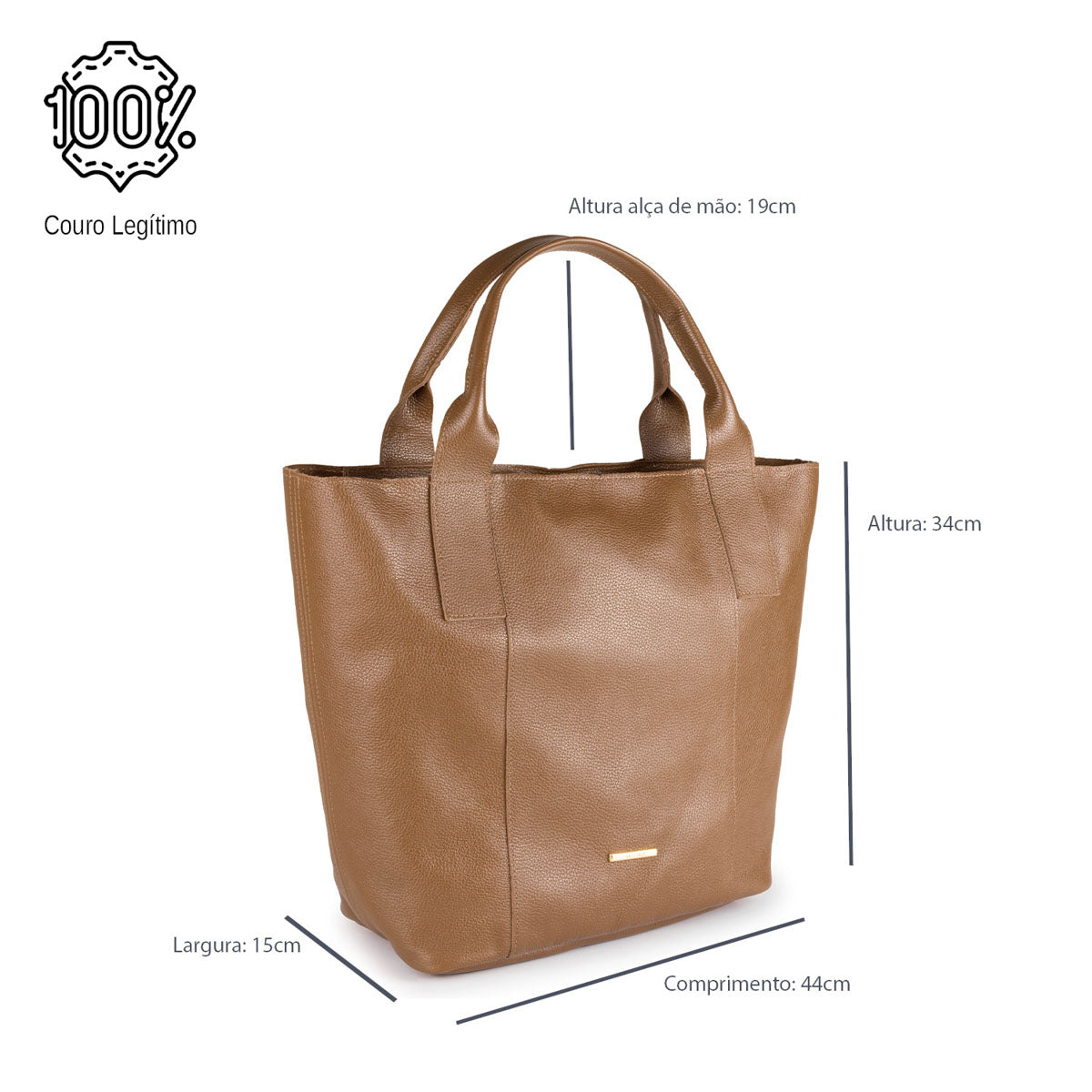 Bolsa Sacola Couro Caramelo Lola Com Zíper