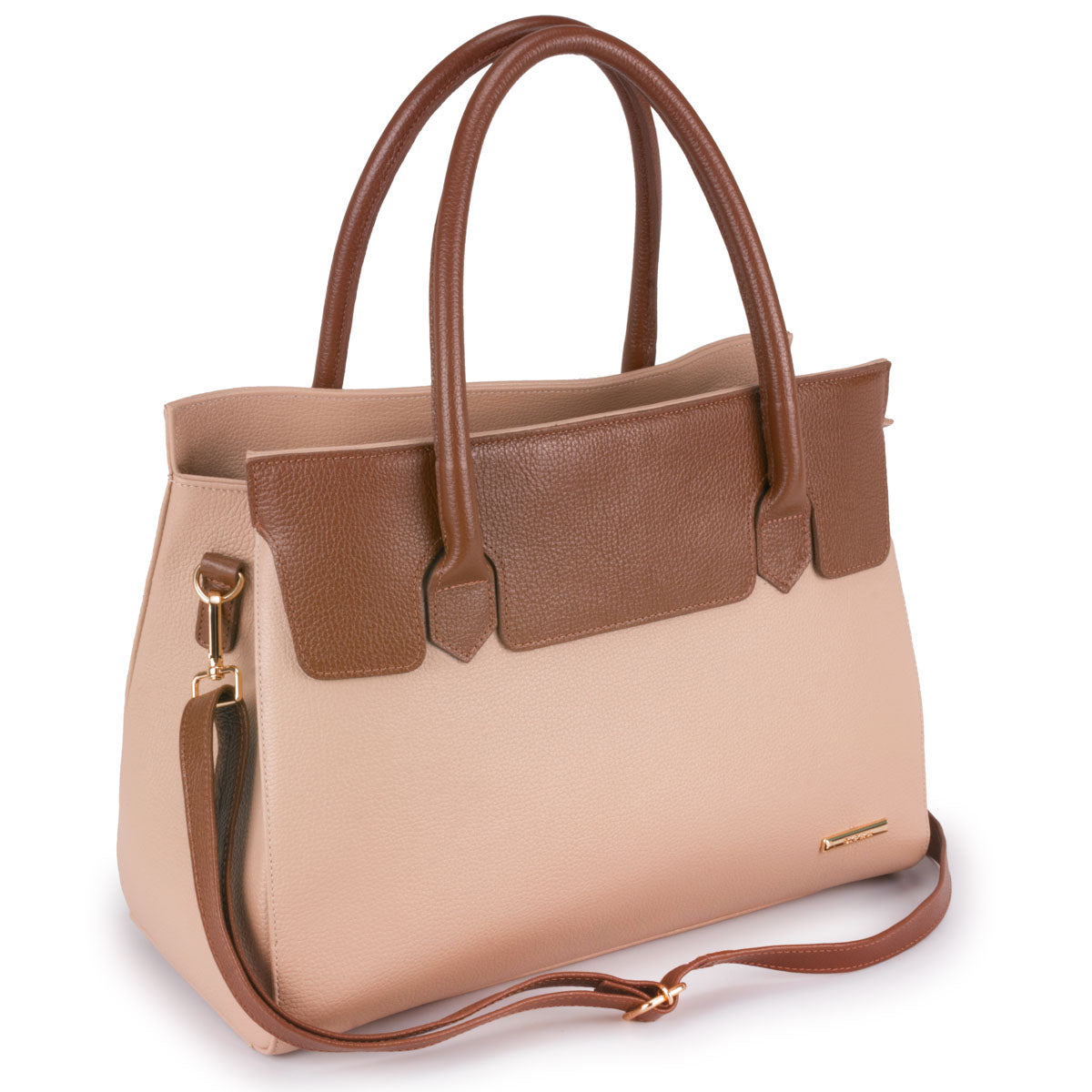 Bolsa Estruturada de Ombro Couro Rose Flavia