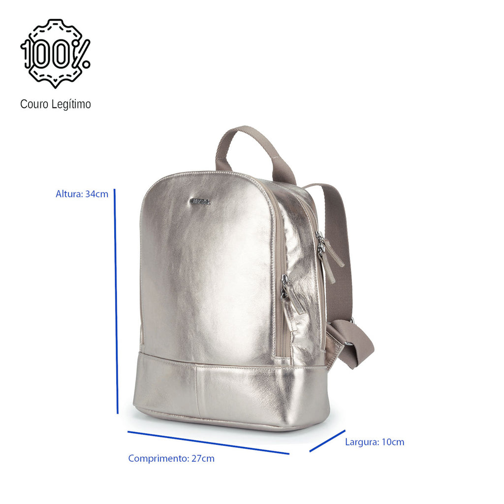 Mochila Feminina Ouro Velho Ônix De Couro Média Amy