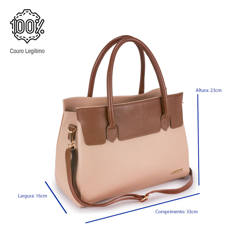 Bolsa Estruturada de Ombro Couro Rose Flavia