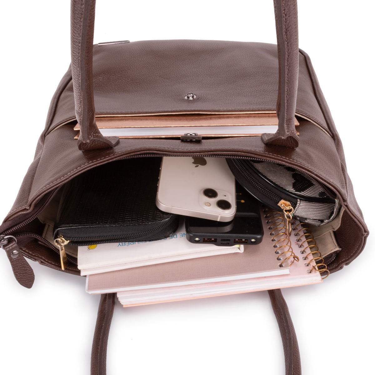 Bolsa Sacola Couro Marrom Luci